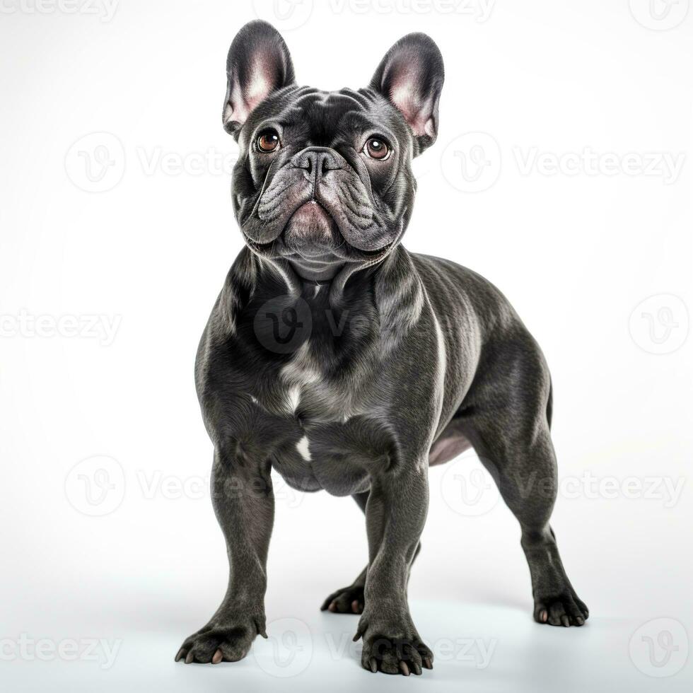 AI generated Purebred French Bulldog Standing on White photo