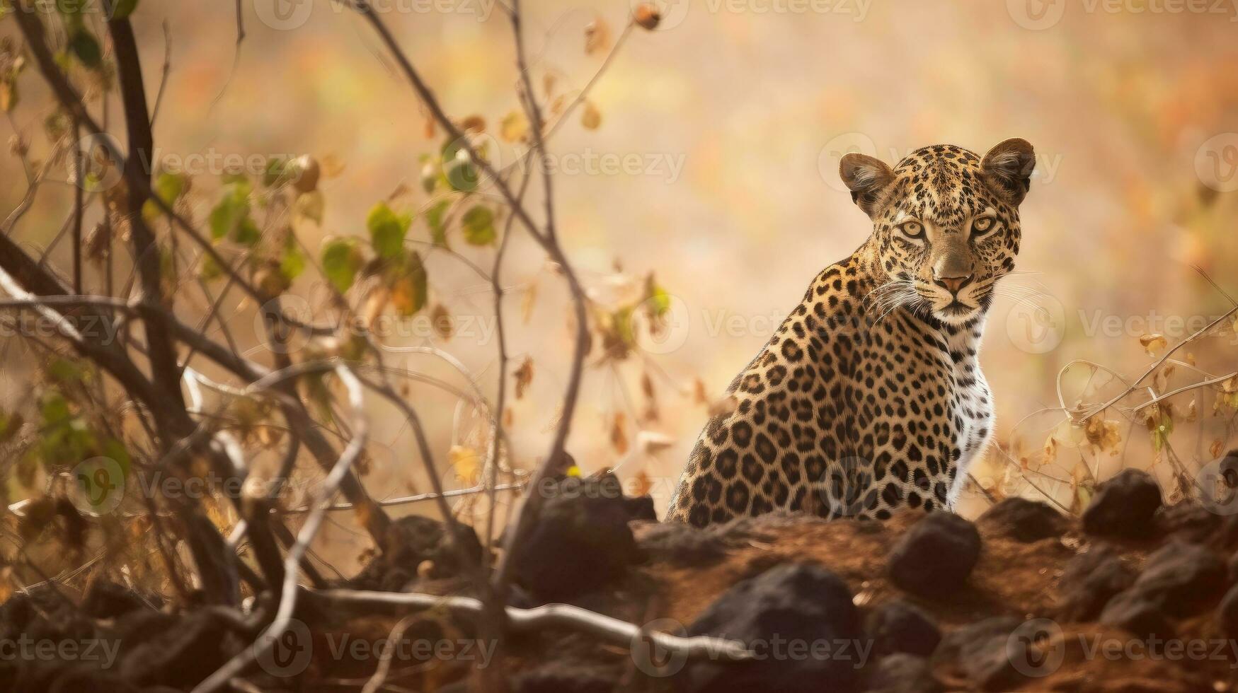 AI generated Leopard Cat in Dreamy African Safari Scene photo