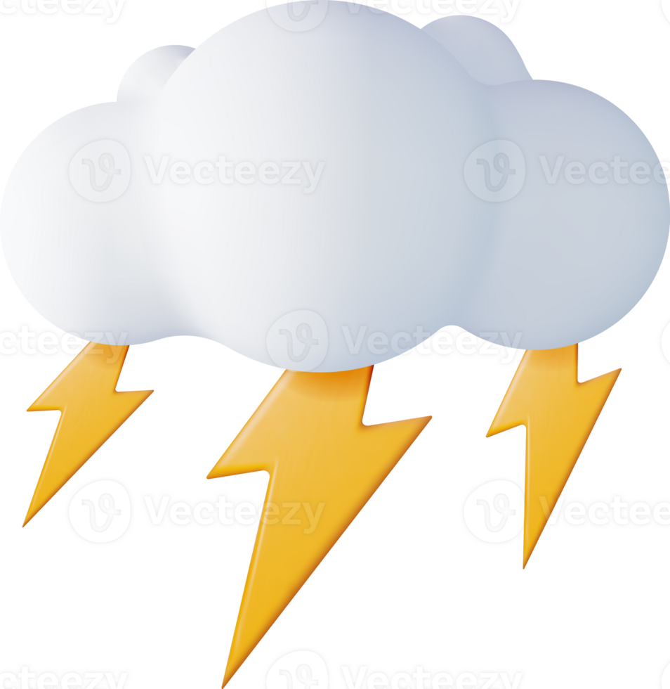 3D Cloud with Lightning Icon png