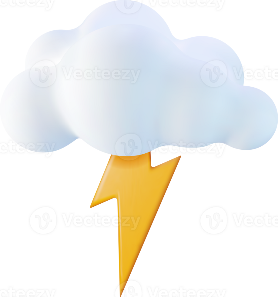 3D Cloud with Lightning Icon png