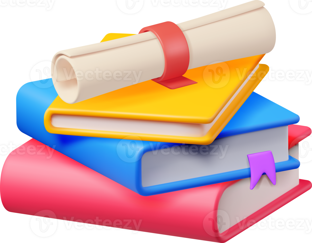 3D Graduation Diploma and Book png