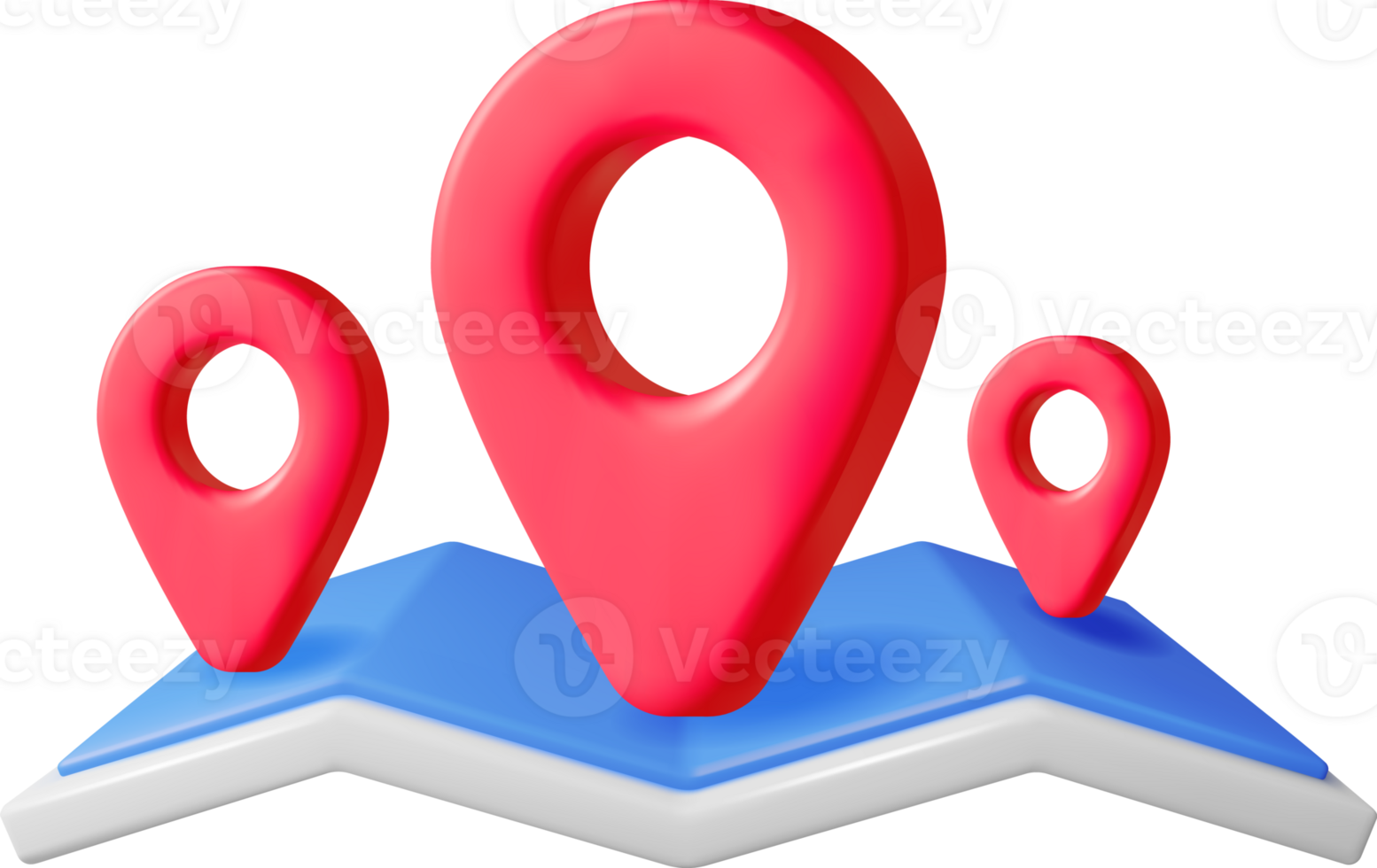 3D Paper City Suburban Map with Location Pin png