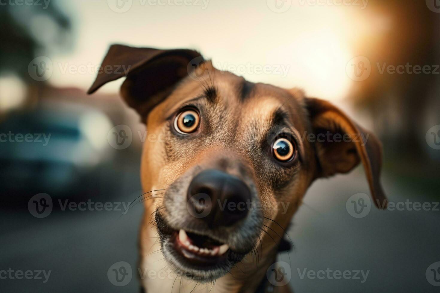 AI generated Funny Dog Tilting Head With Excited Expression photo