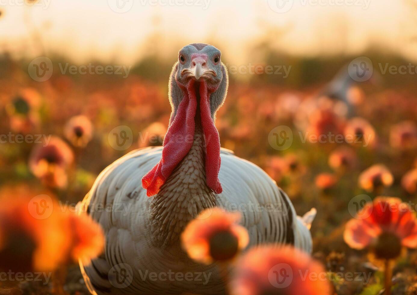 AI generated A turkey in a pumpkin patch photo