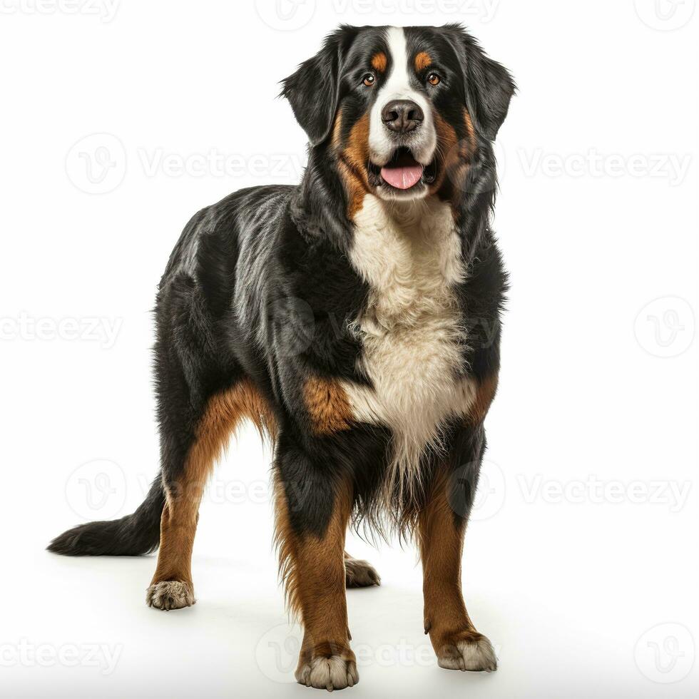 AI generated Bernese Mountain Dog Purebred Standing on White photo