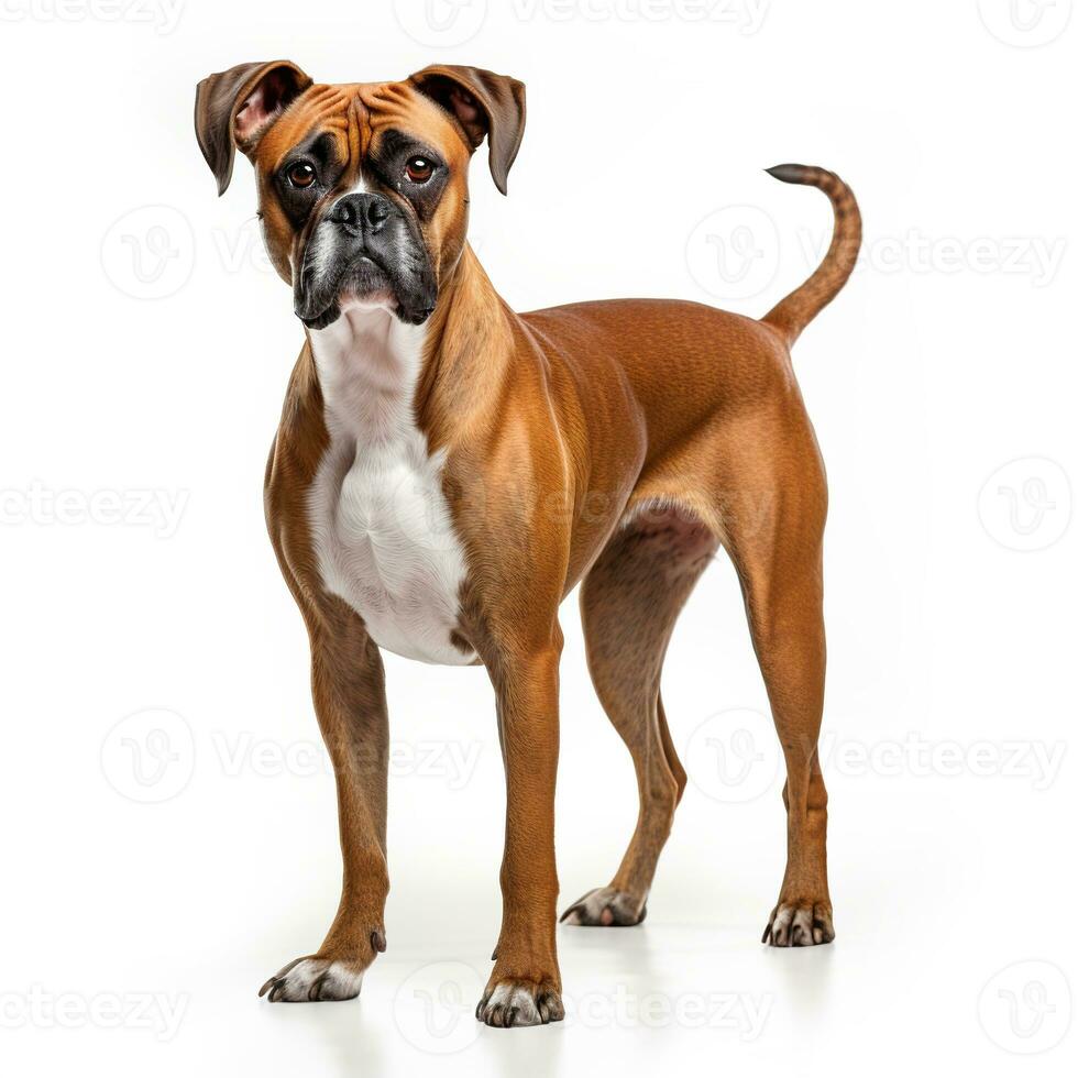 AI generated Boxer Purebred Dog Standing on White photo