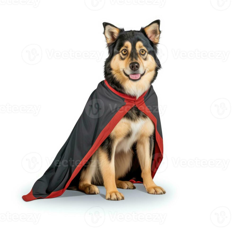 AI generated Happy Big Dog Wearing Superhero Cape photo