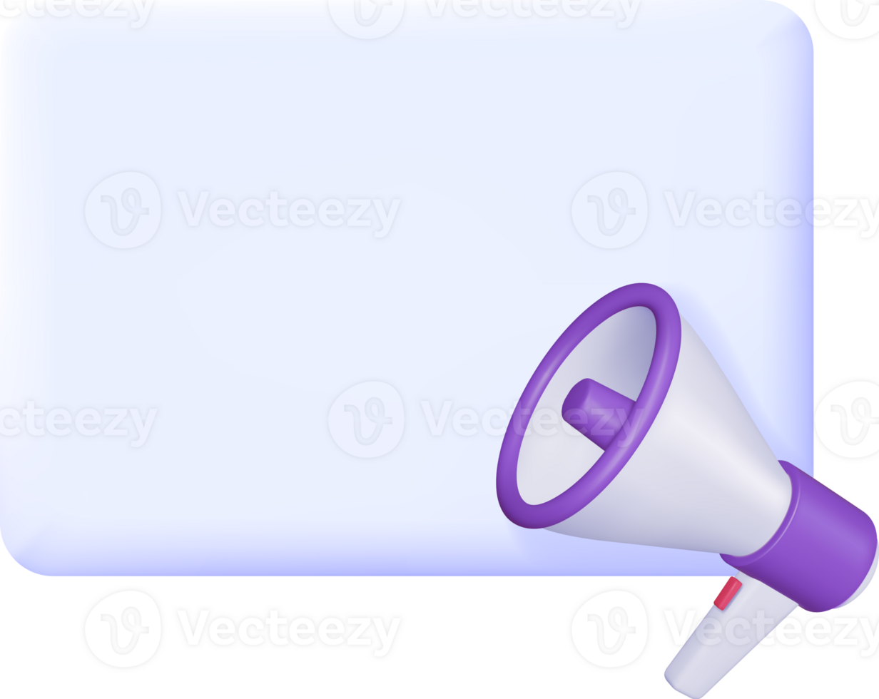 3D Megaphone with Blank Bubble Chat png