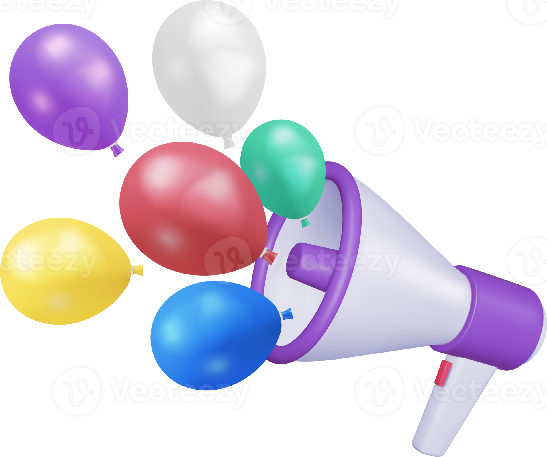 3D Megaphone with Colorful Balloons. 35712218 PNG