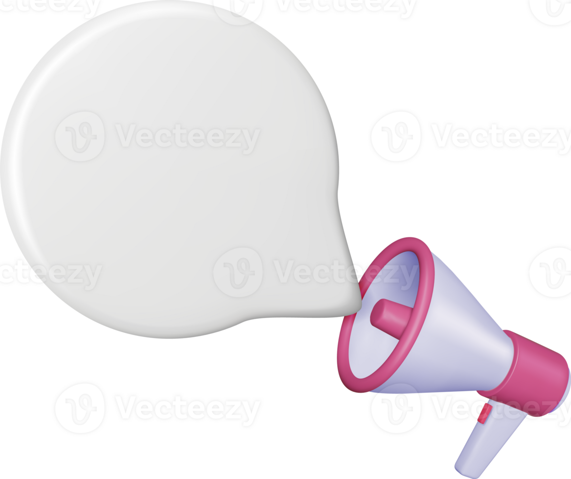 3D Megaphone with Blank Bubble Chat png