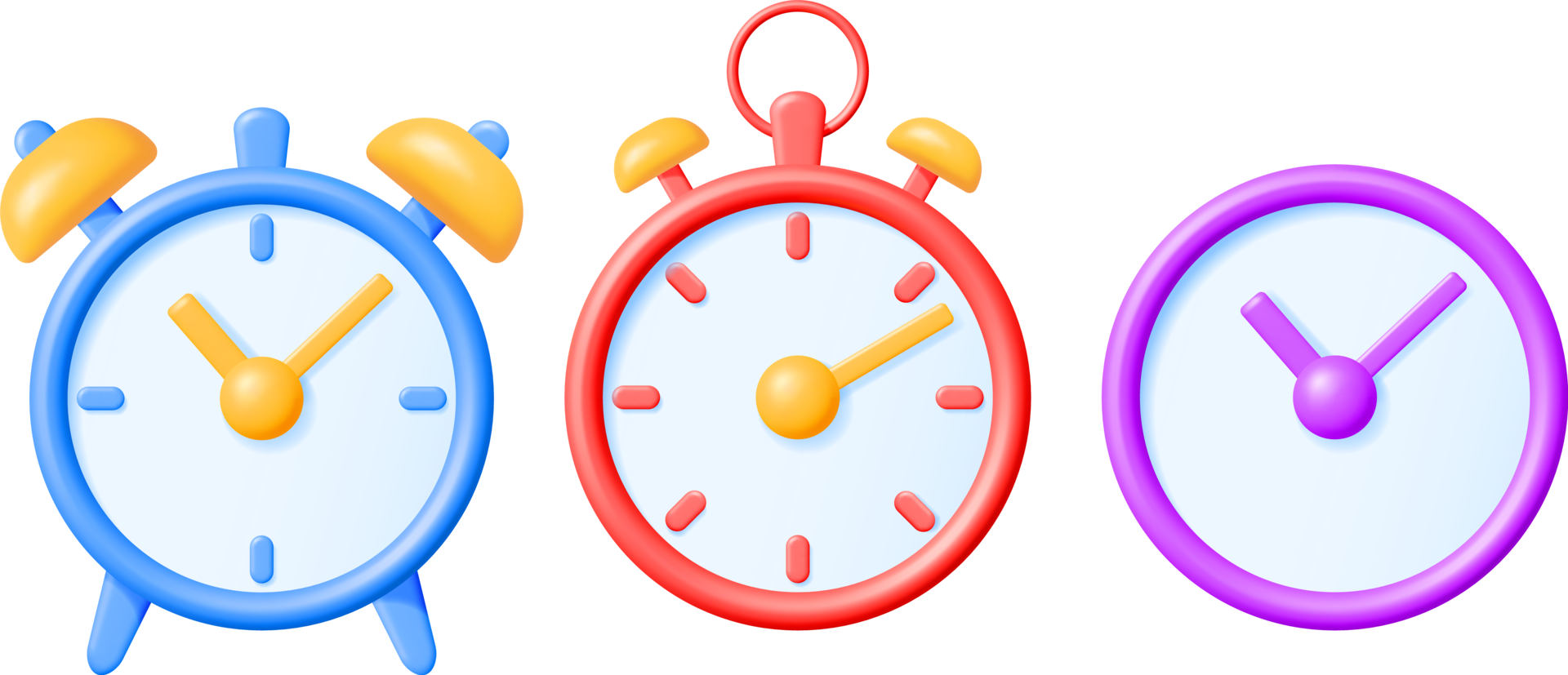 3D Simple Classic Round Wall Clock Set 35712292 PNG