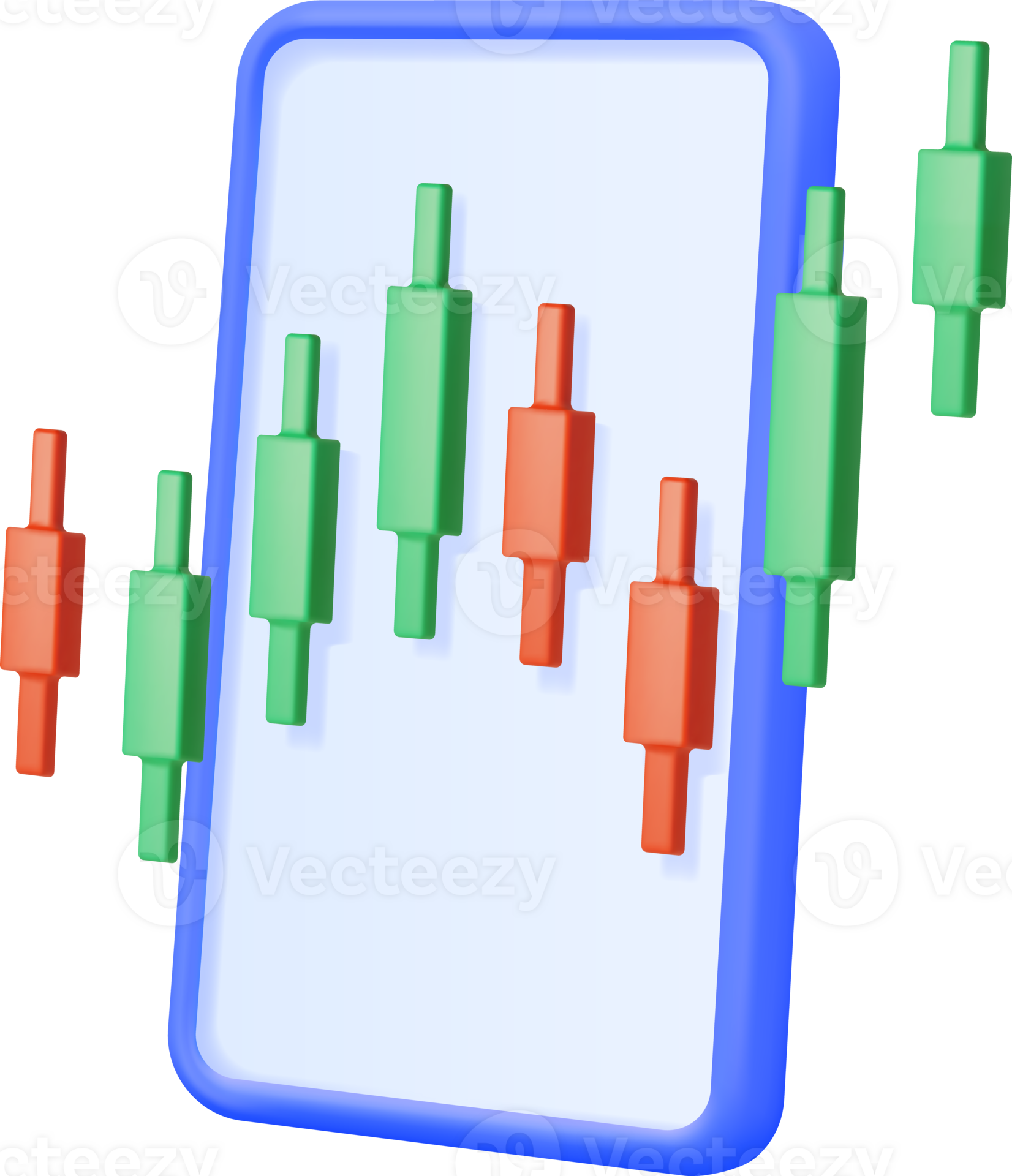 3D Growth Stock Diagram on Mobile Phone 35712362 PNG