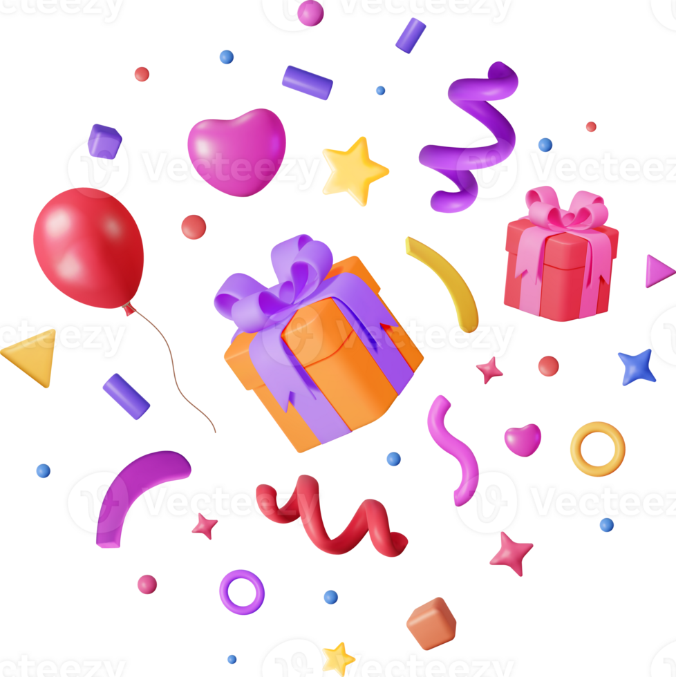 3D Party Confetti png