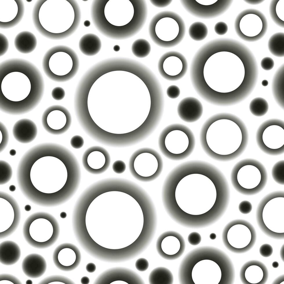 Abstract seamless pattern of circles of different diameters. Vector background. Big and small dots futuristic print