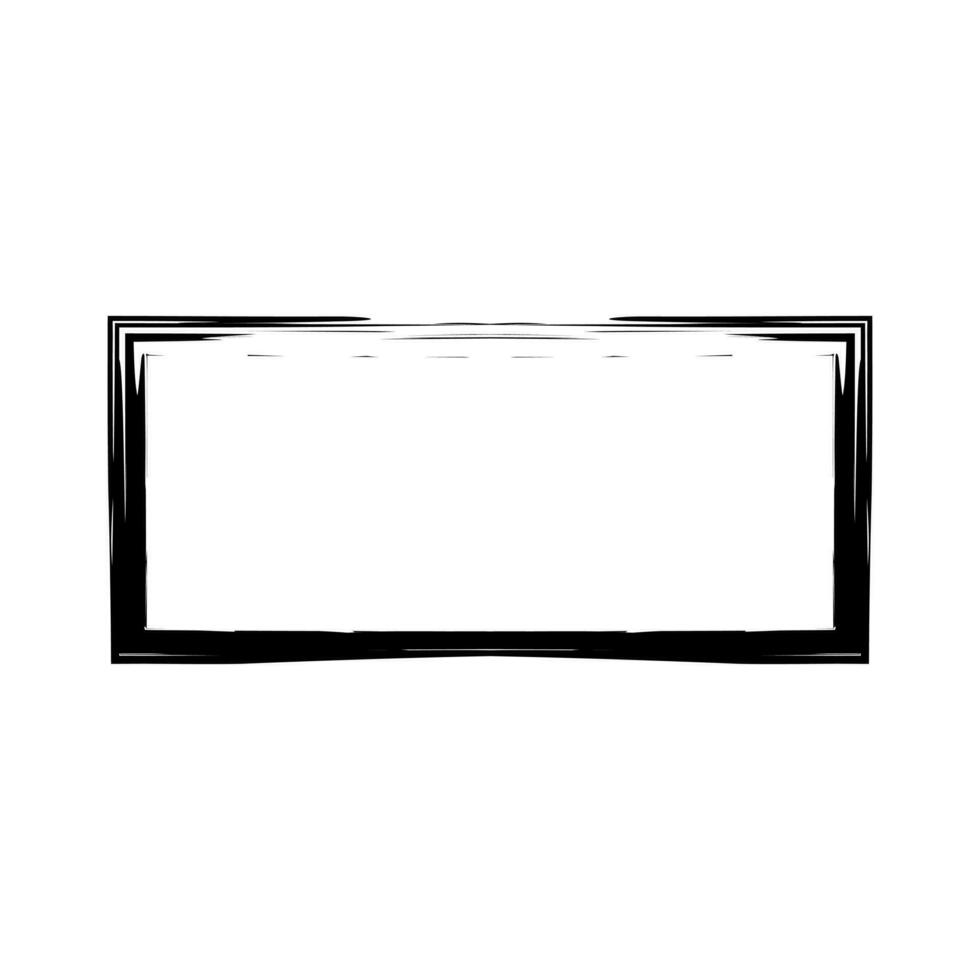 Grunge rectangular frame stamp. Ink empty black box. Rectangular border. Vector illustration isolated on white background