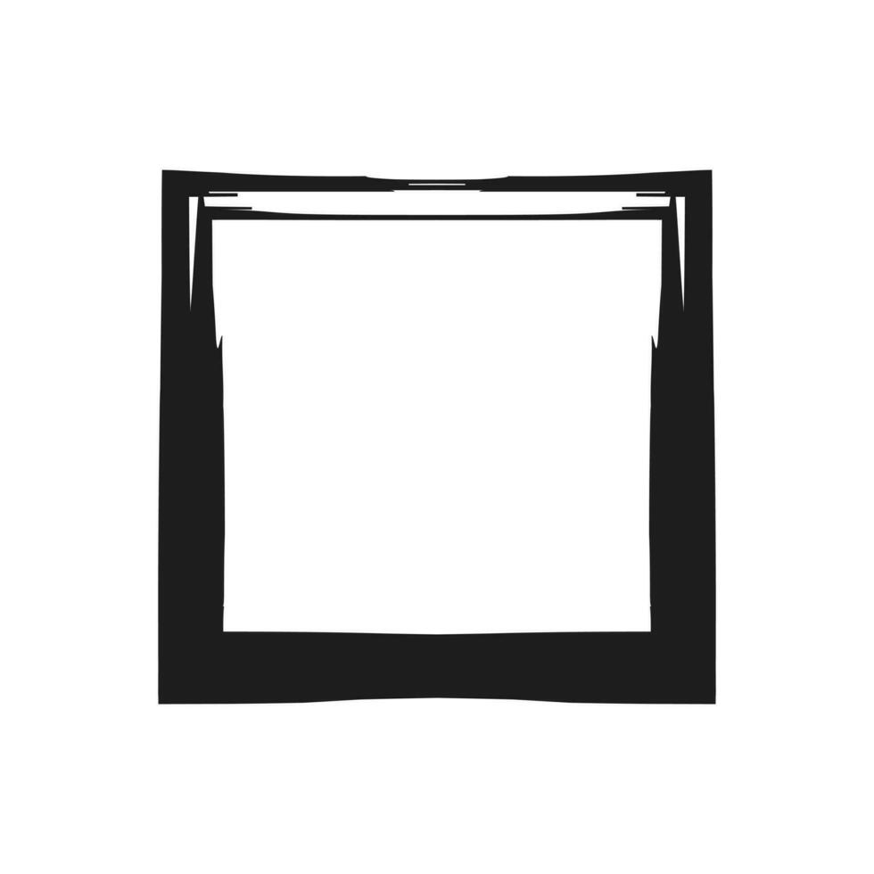 Grunge rectangular frame stamp. Ink empty black box. Rectangular border. Vector illustration isolated on white background