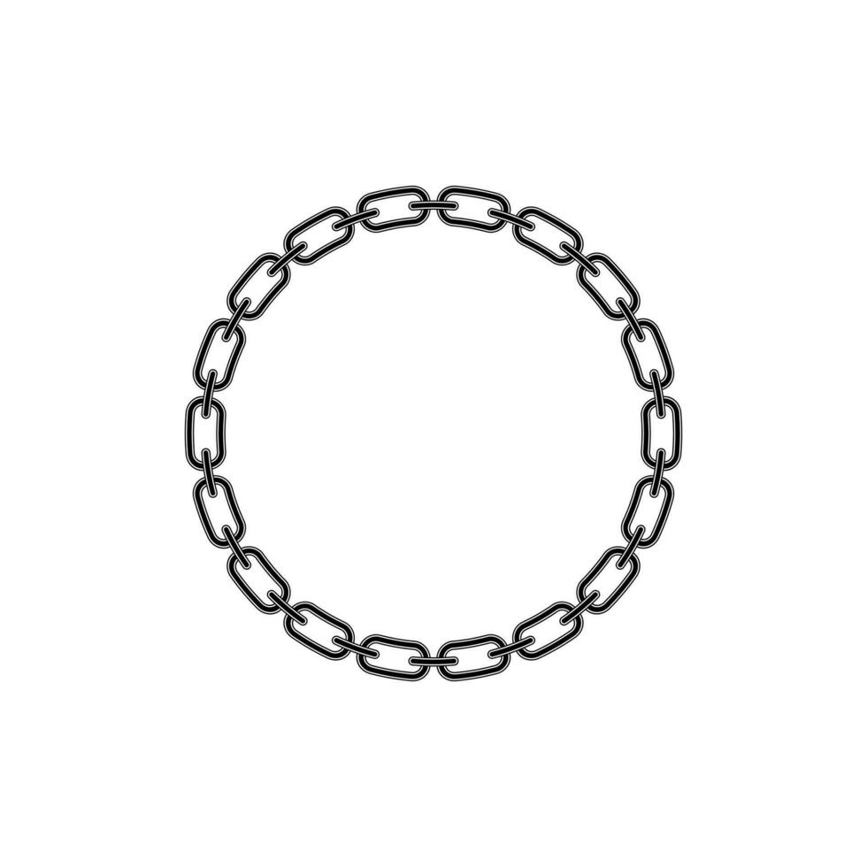 Chain frame round shape, Metal links repeat endlessly, Vector illustration isolated
