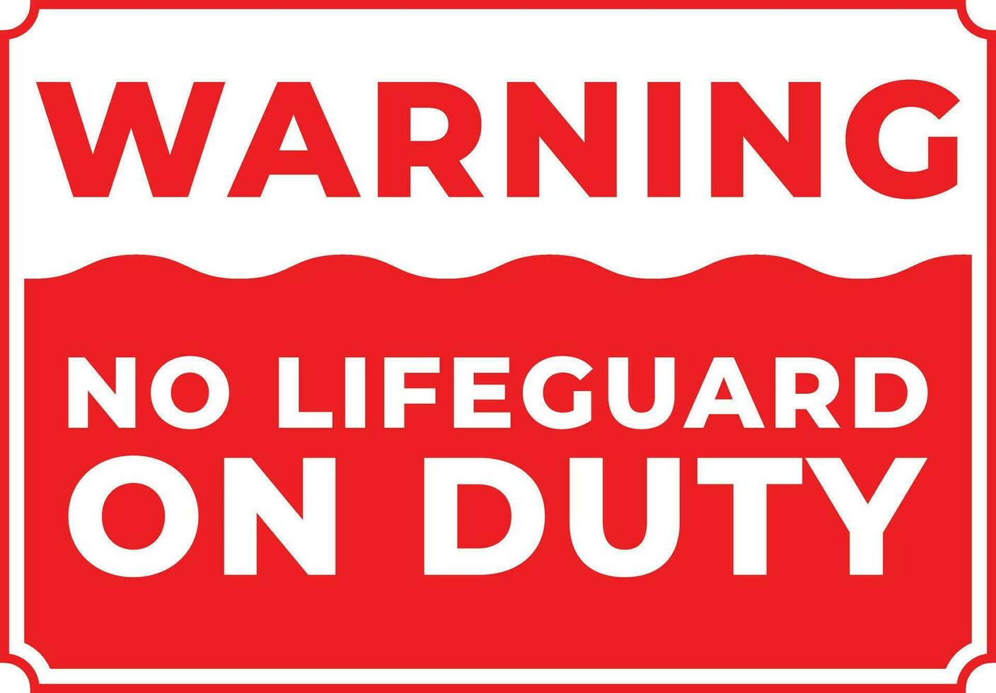 No Lifeguard on Duty Warning Sign vector