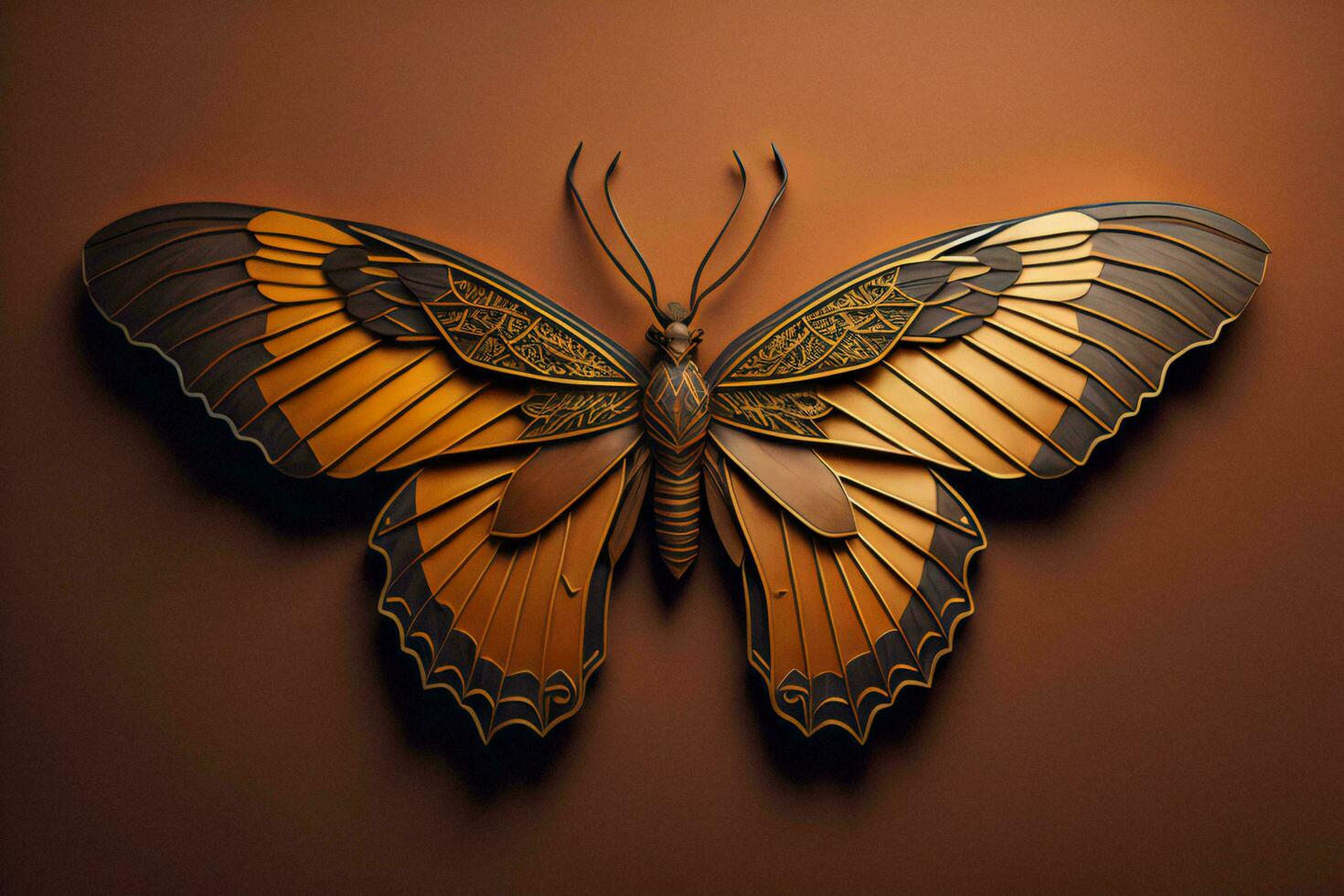 AI generated Butterfly wings on a brown background. generative ai. photo