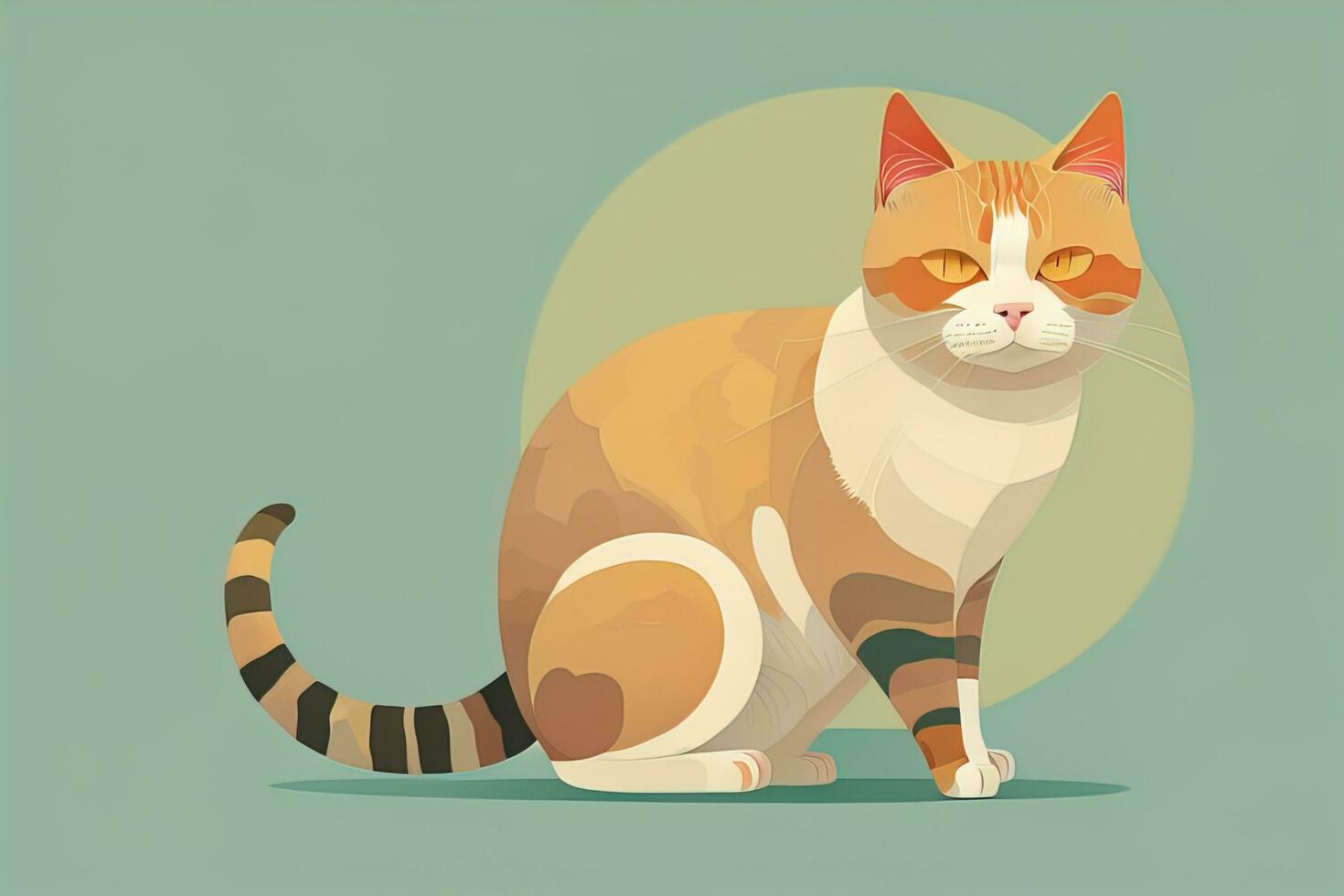 AI generated Cute cat sitting on the floor. Vector illustration in retro style. ai generative photo