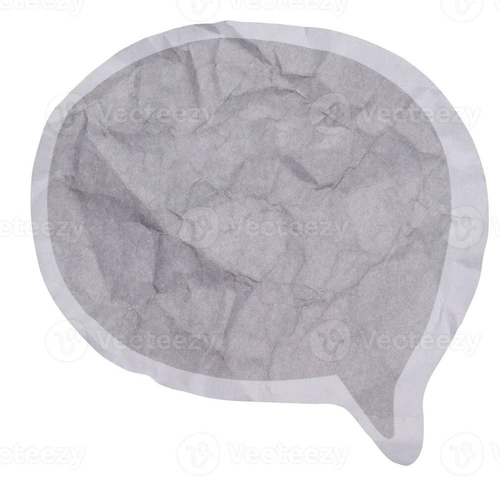 Gray paper sticker in the form of a cloud on a white isolated background photo