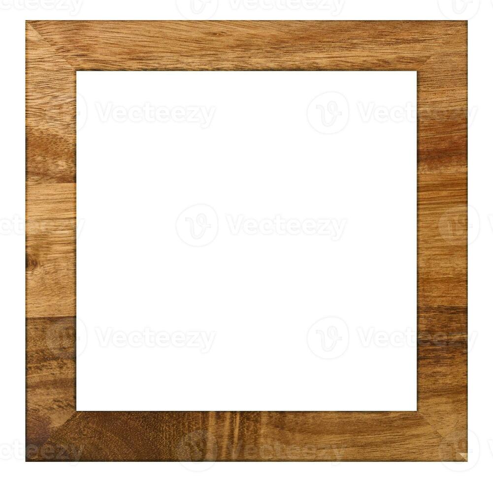 Blank square wooden frame on white isolated background photo