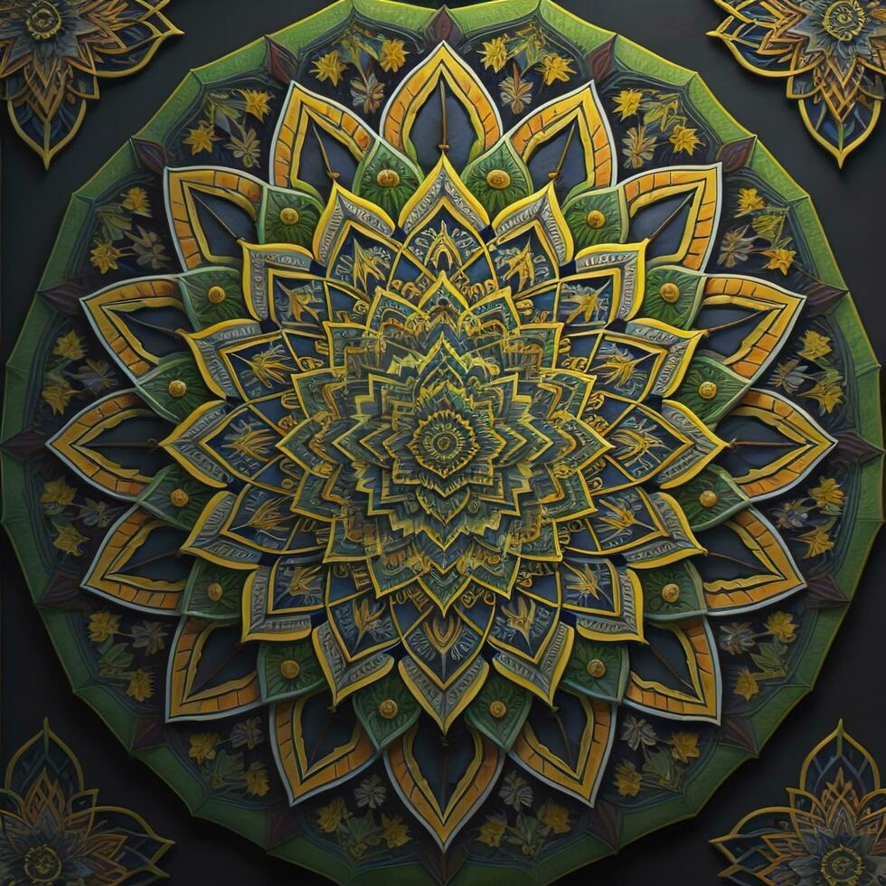 AI generated a kaleidoscope background with embossed abstract ornament. generative ai photo