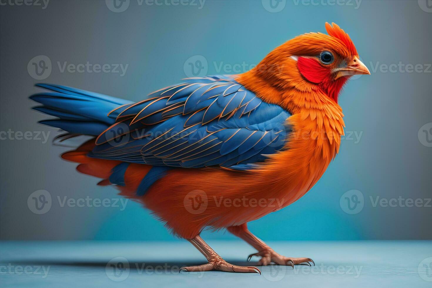 AI generated Colorful chicken on a solid color background, studio photo. ai generative photo
