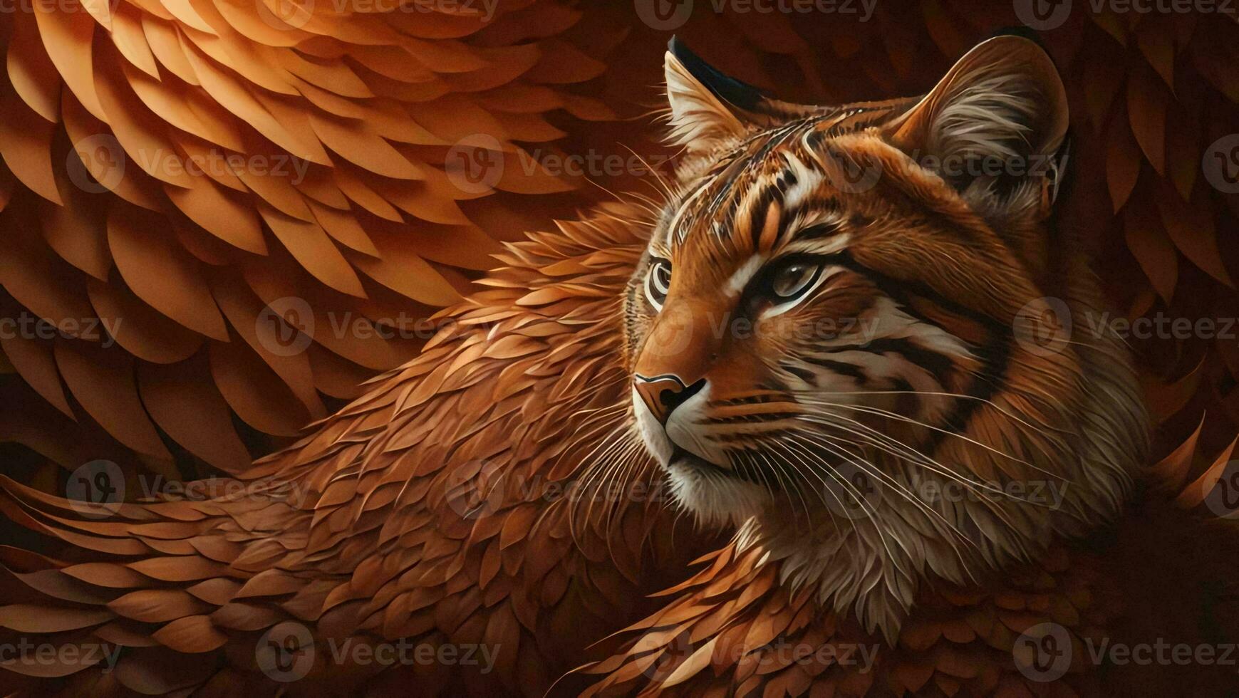 AI generated a tiger in a red fox costume, close up. generative ai photo
