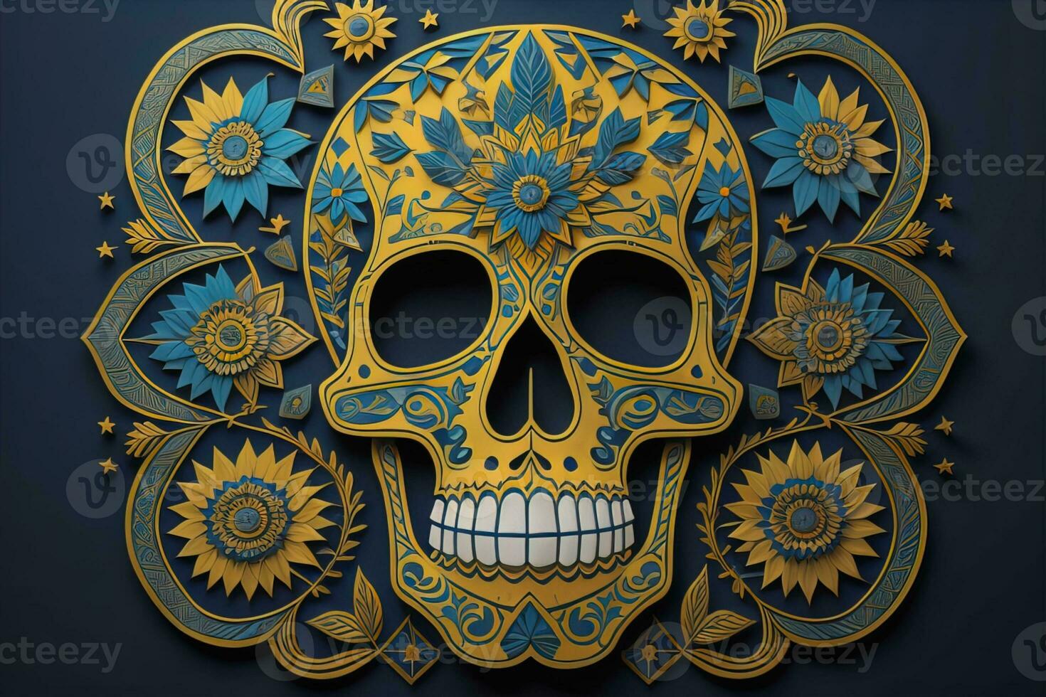 AI generated Day of the Dead sugar skull. Mexican sugar skull. ai generative photo