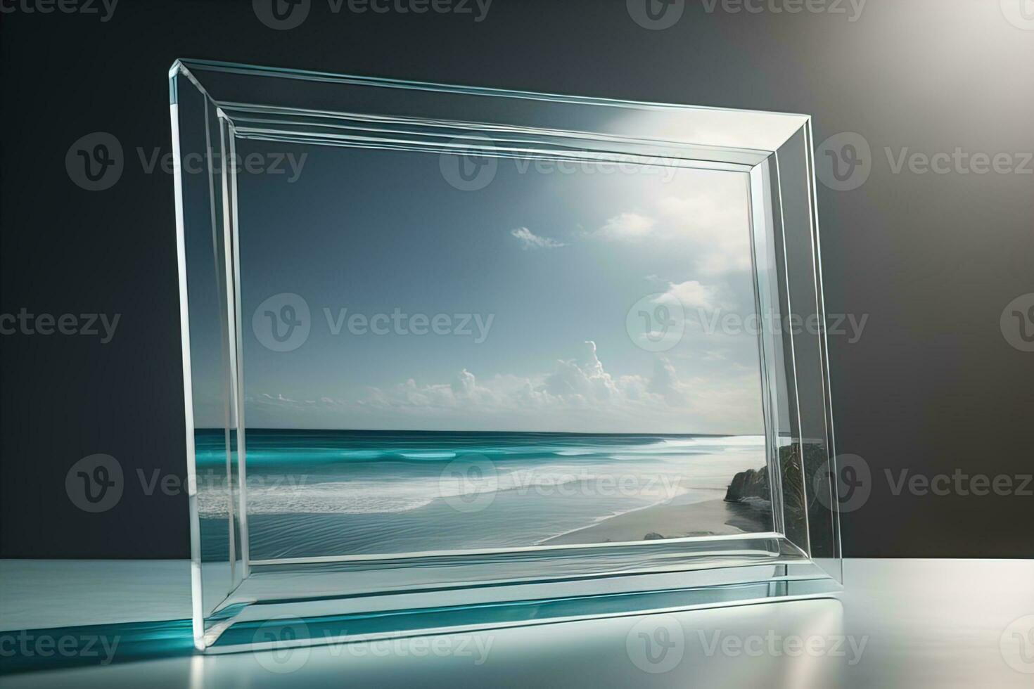 AI generated Glass picture frame on a solid color background. ai generative photo