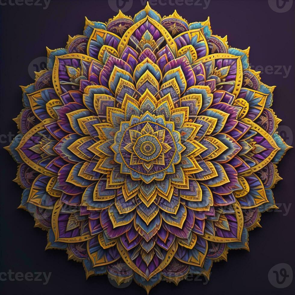 AI generated Ornament beautiful card with mandala. Geometric circle element made in vector. generative ai photo