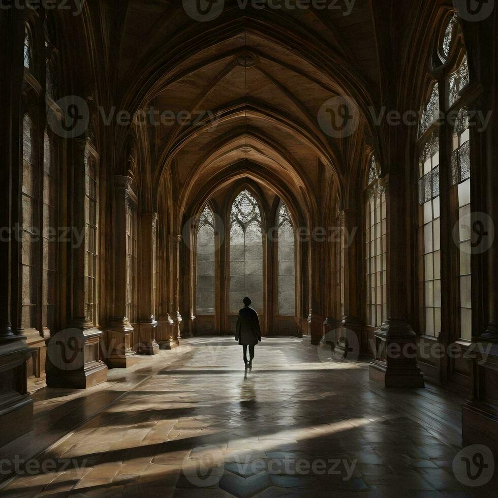 AI generated Walking in the hall. generative ai photo