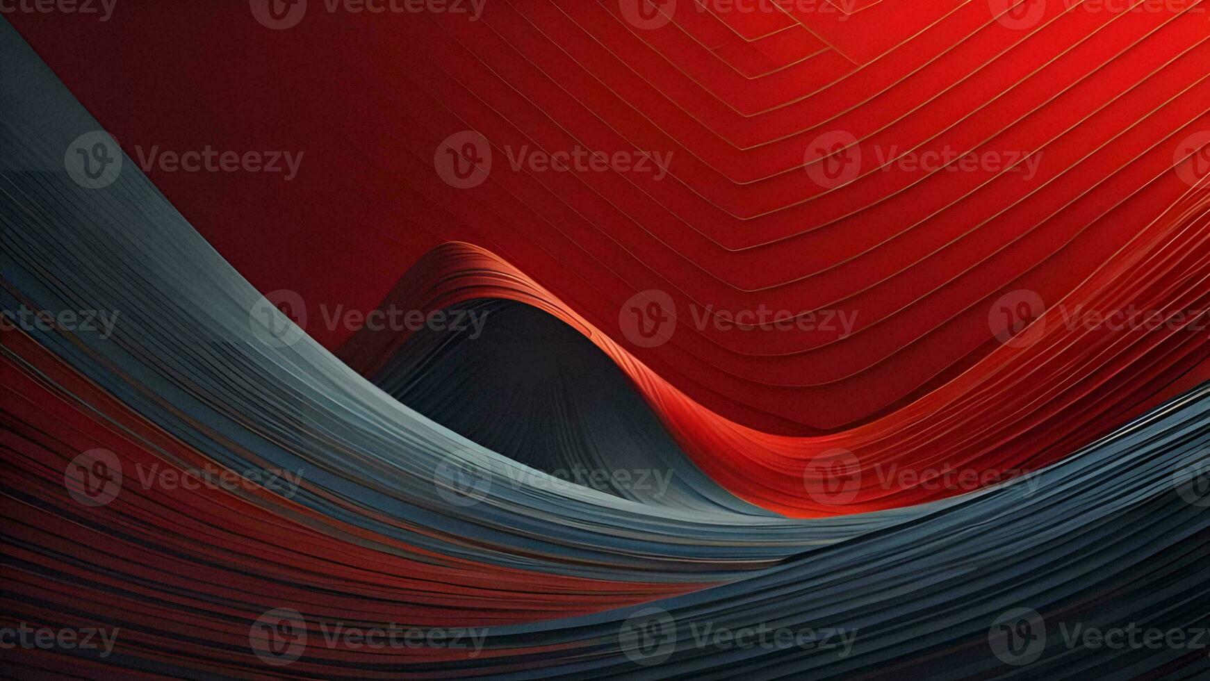 AI generated Abstract red and blue curved lines. Futuristic background. generative ai photo
