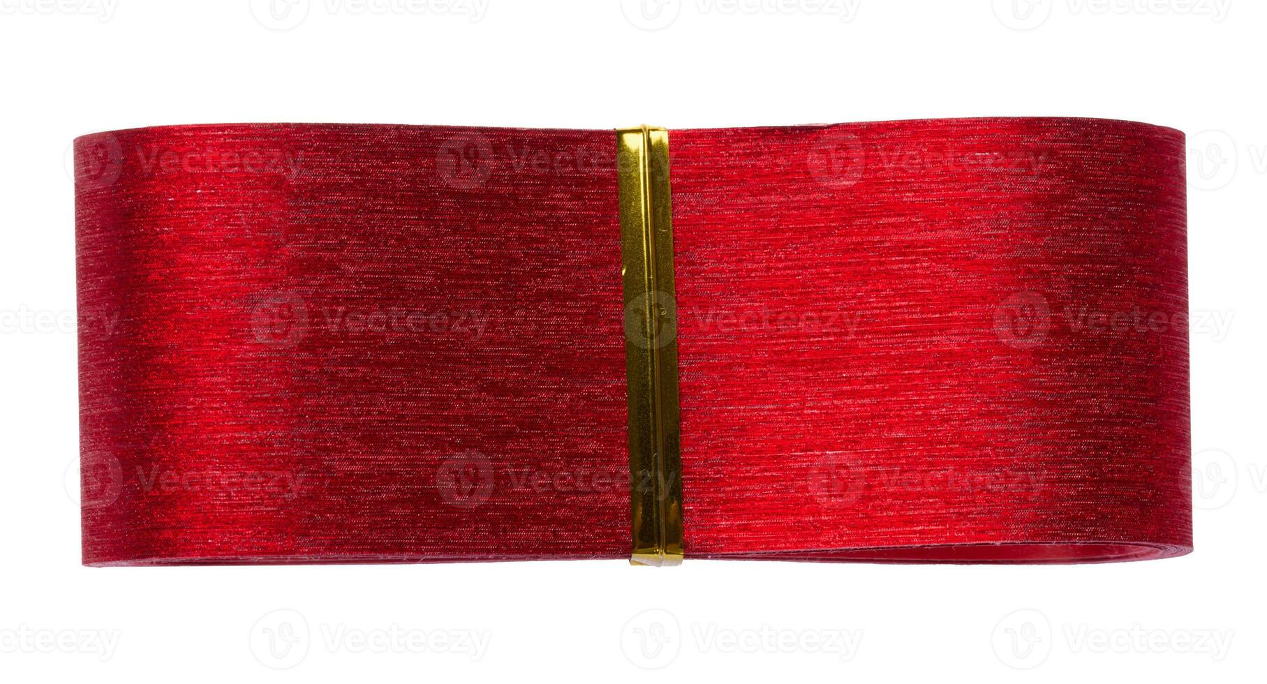 Twisted red ribbon on white isolated background photo