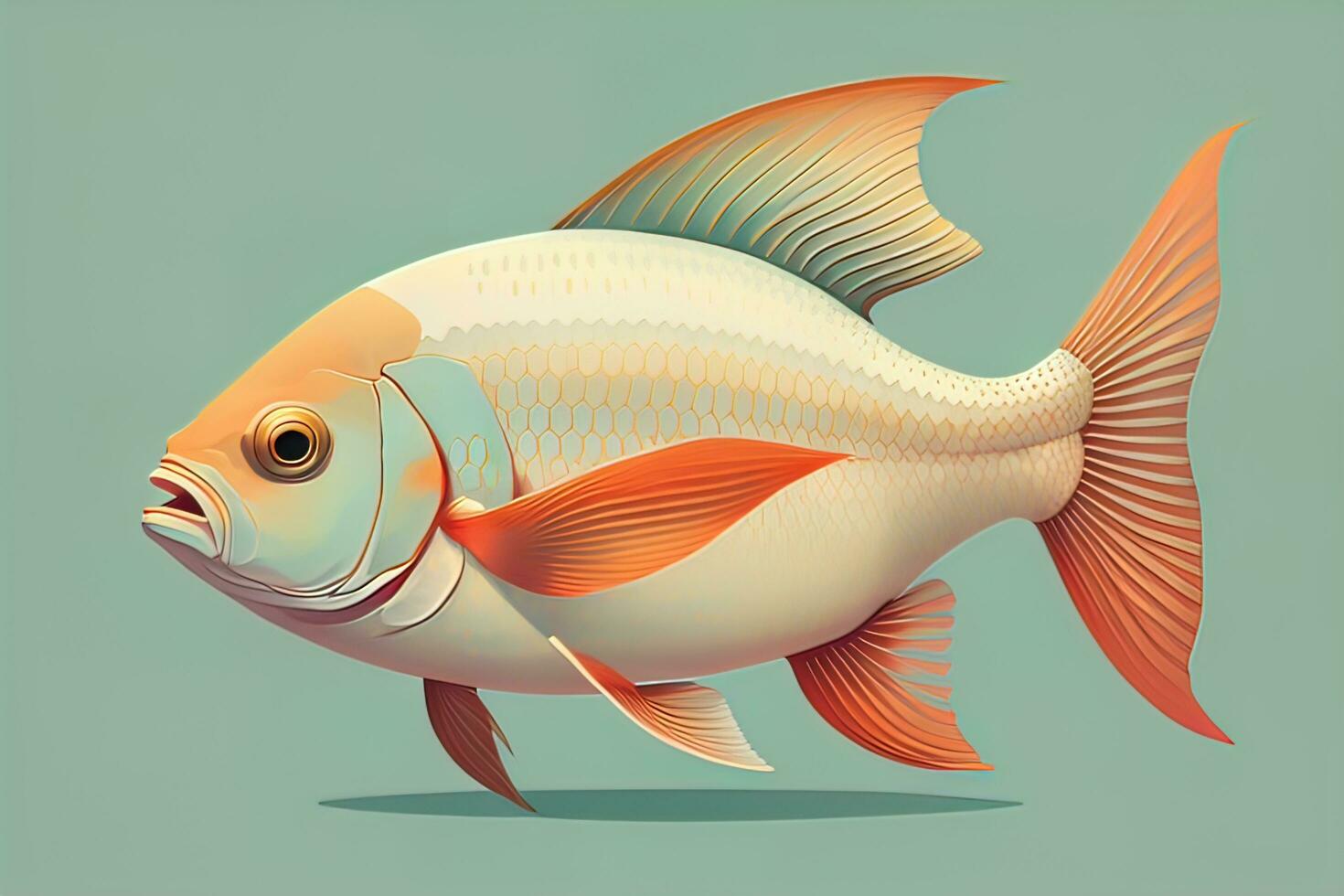 AI generated Illustration of a fish on a blue background, vector illustration. ai generative photo