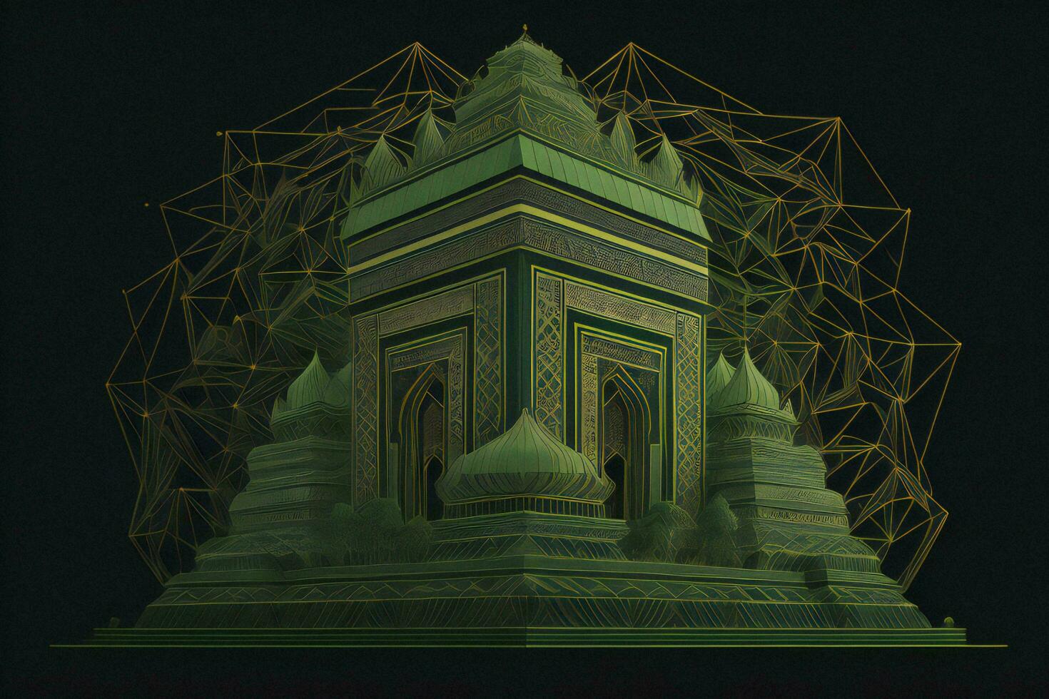 AI generated Illustration of islamic holy Kaaba. generative ai photo