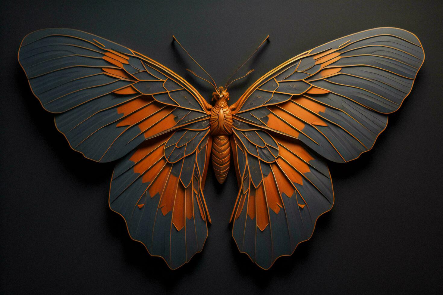 AI generated Butterfly on a black background. generative ai. photo