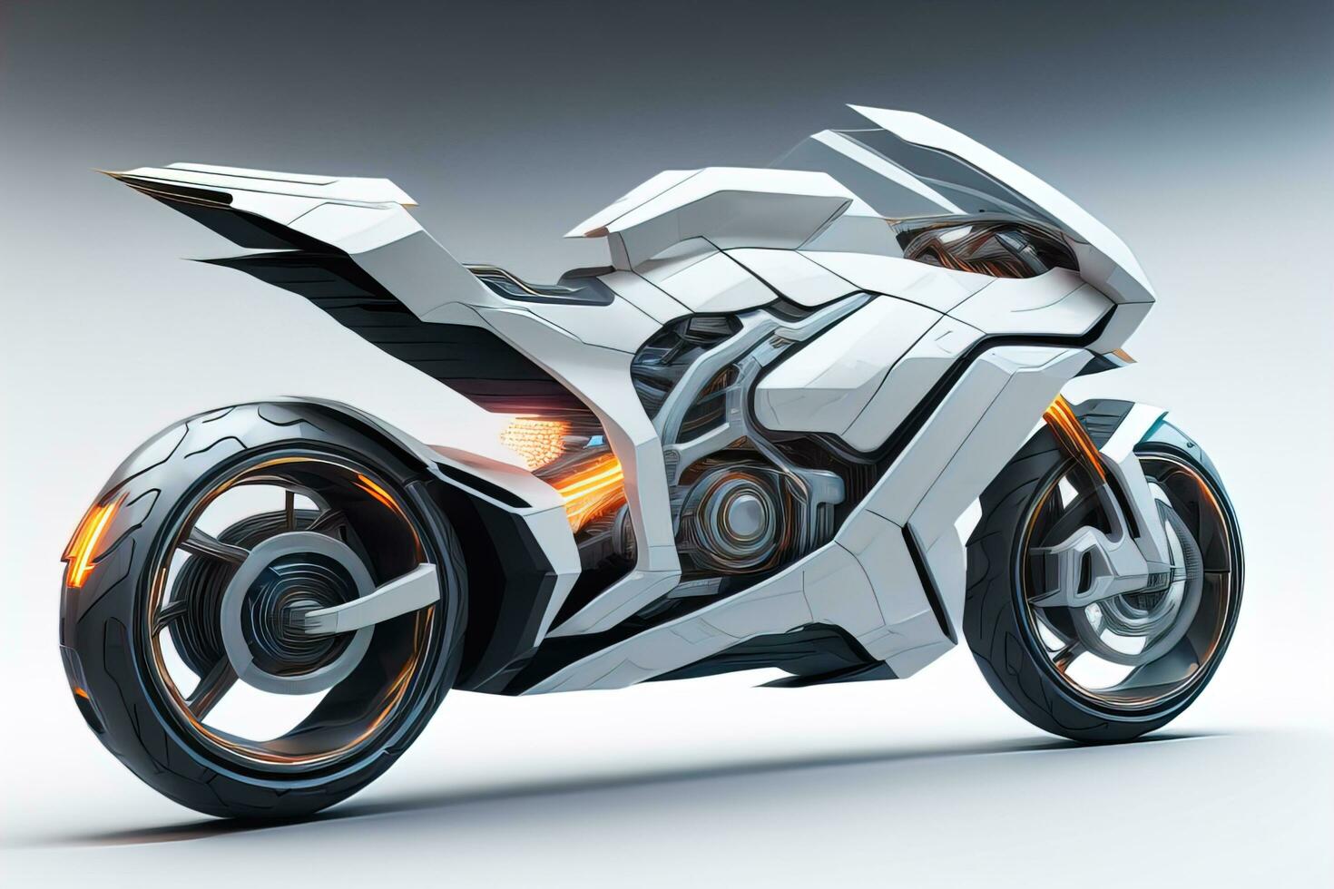 AI generated a white super sports motorcycle on a gray background. ai generative photo