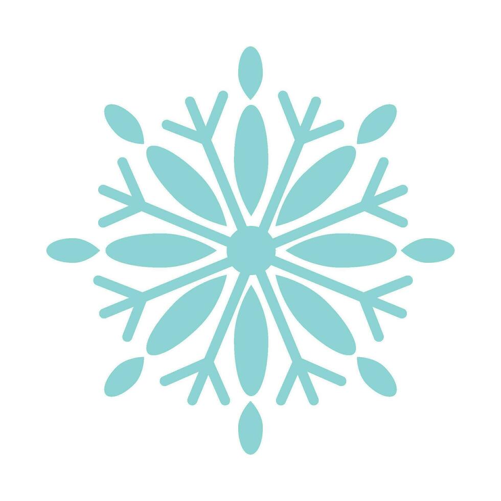 Blue symmetrical snowflake. Isolated icon. Vector illustration.