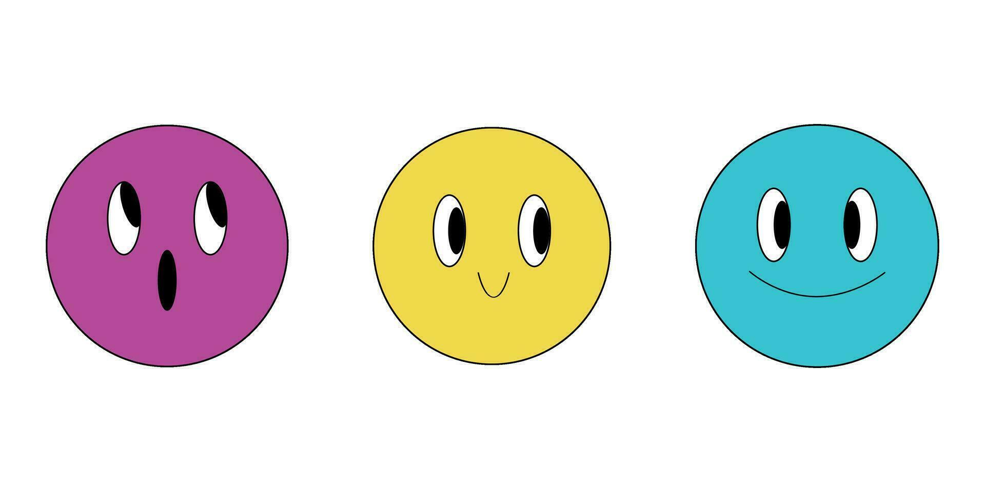 Emoji set. Smile, surprise. Bright round characters. vector