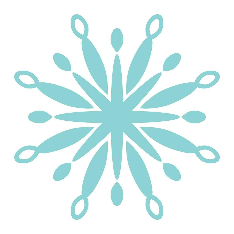 Blue symmetrical snowflake. Isolated icon. Vector illustration