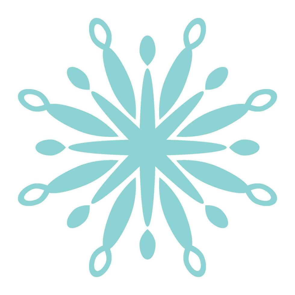 Blue symmetrical snowflake. Isolated icon. Vector illustration