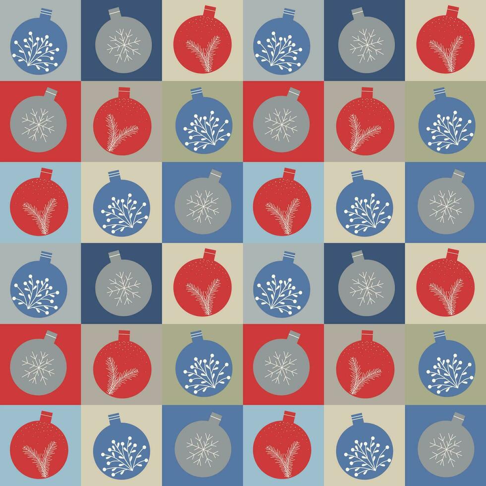 Seamless Christmas pattern. Geometric pattern with Christmas balls vector