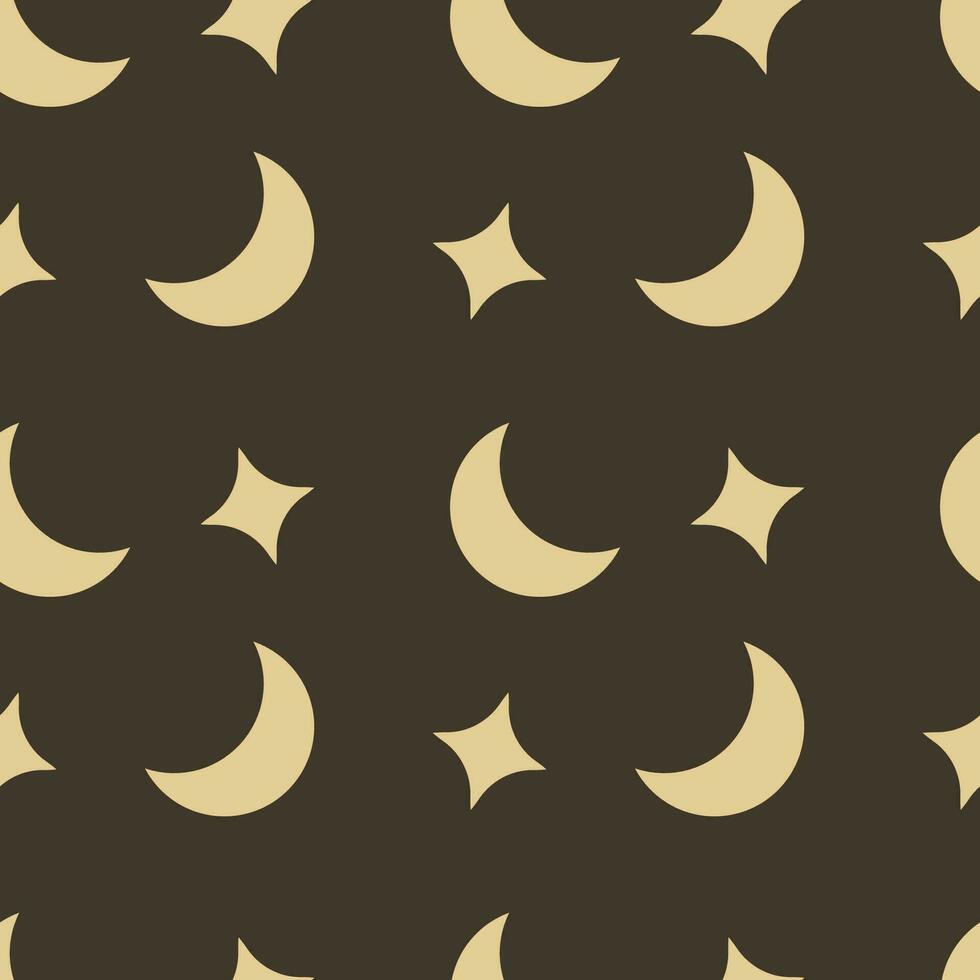 Vector abstract pattern. Moon and stars on a dark background