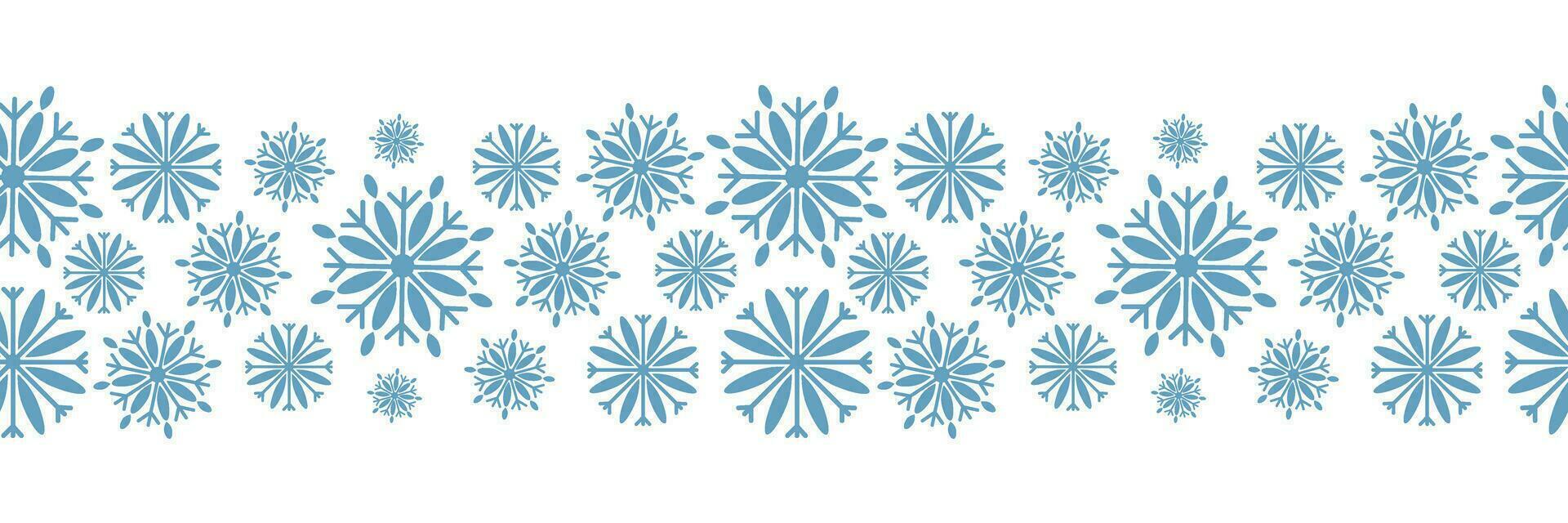 Seamless Christmas border. Repeating pattern of blue snowflakes vector