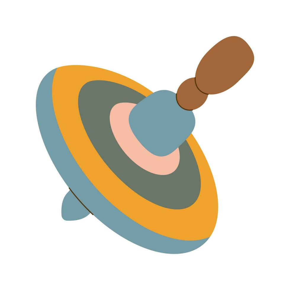 Baby spinning top toy. Retro style, modern vector illustration.