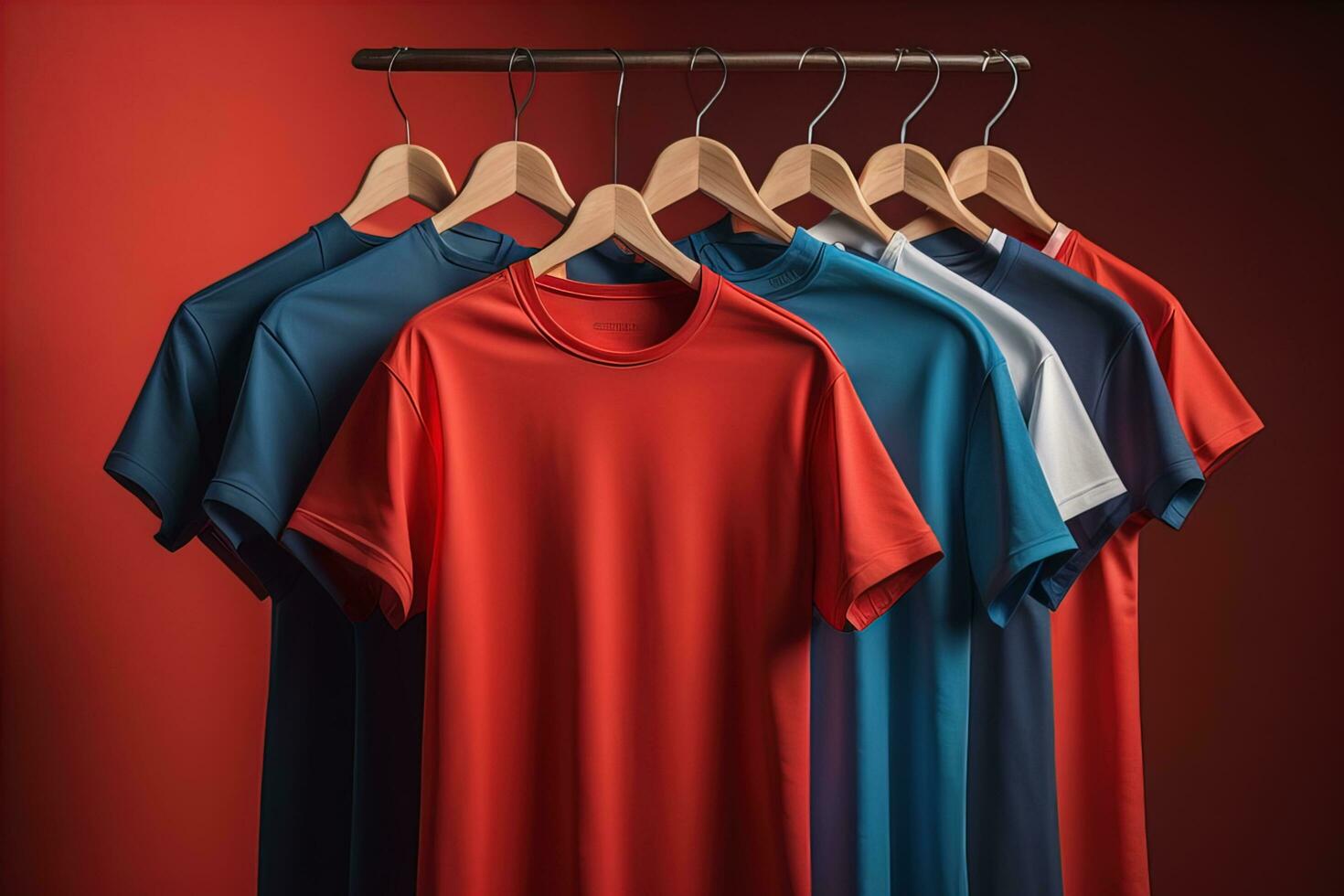 AI generated Colorful t-shirts in front of dark background. ai generative photo