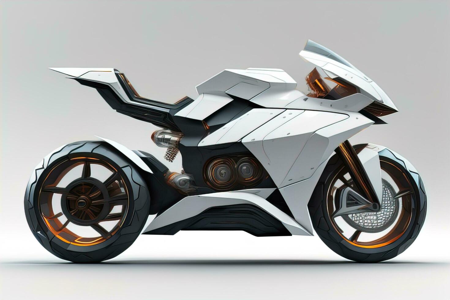 AI generated a white super sports motorcycle on a gray background. ai generative photo