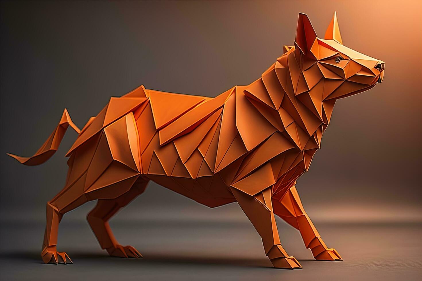 AI generated Paper origami animal isolated on solid color background. ai generative photo
